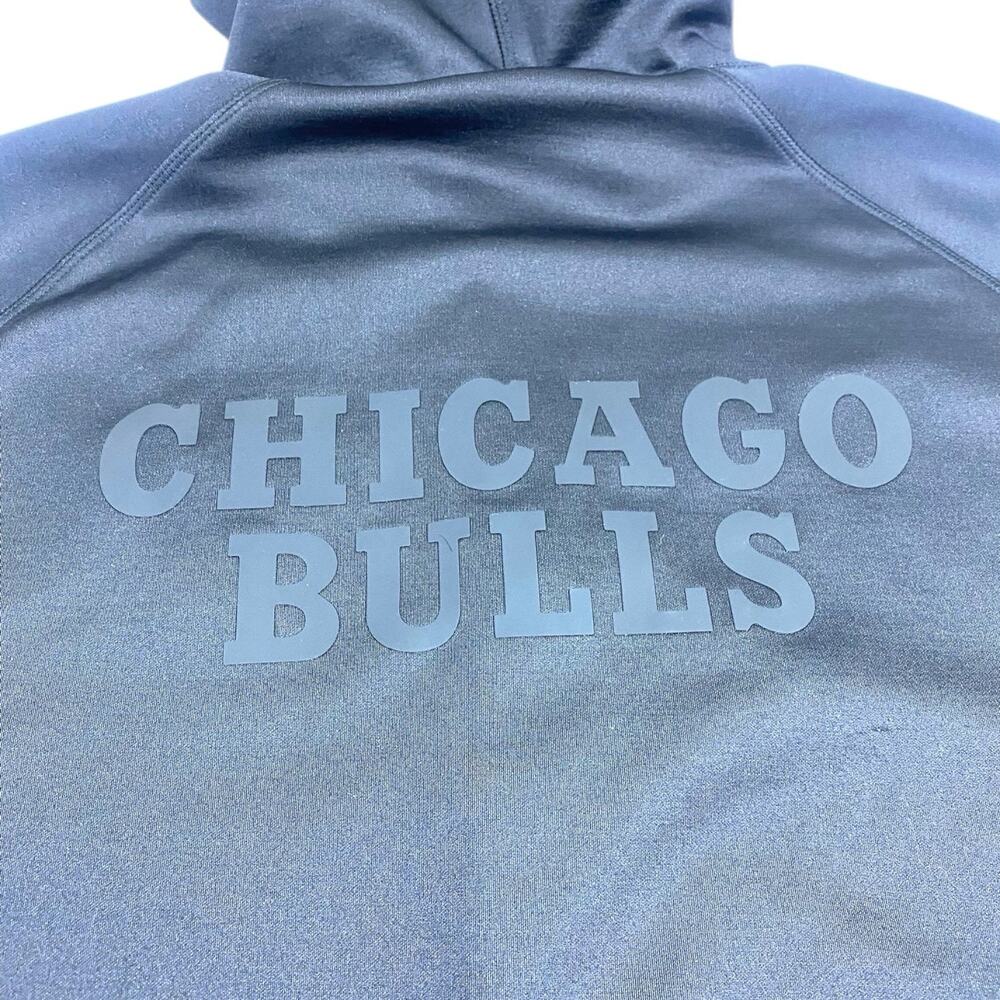 Chicago Bulls Jacket Mens XL Black Full Zip Pockets Basketball Hoodie Embroidere - Picture 8 of 12
